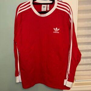 Adidas Red long sleeve with White Stripes